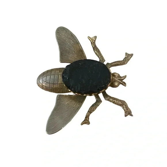 Vintage Metal Light Bronze Bumble Bee Pin Brooch - Picture 4 of 8